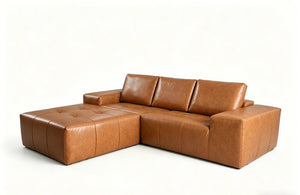English Elm Boneless Faux Leather Cloud Sectional Deep Seat L Shaped Sofa for Modern Living W3955S00019