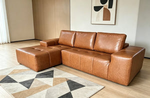 English Elm Boneless Faux Leather Cloud Sectional Deep Seat L Shaped Sofa for Modern Living W3955S00019