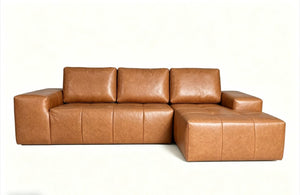 English Elm Boneless Faux Leather Modular Sectional Deep Seat L Shaped Cloud Sofa for Living Room W3955S00020