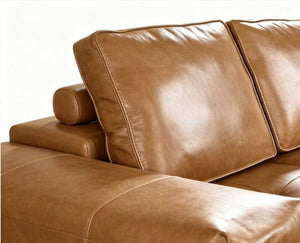 English Elm Boneless Faux Leather Modular Sectional Deep Seat L Shaped Cloud Sofa for Living Room W3955S00020