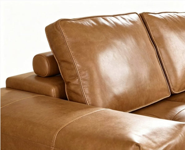 English Elm Boneless Faux Leather Modular Sectional Deep Seat L Shaped Cloud Sofa for Living Room W3955S00020