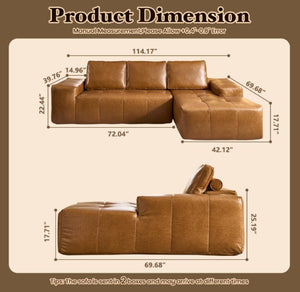 English Elm Boneless Faux Leather Modular Sectional Deep Seat L Shaped Cloud Sofa for Living Room W3955S00020