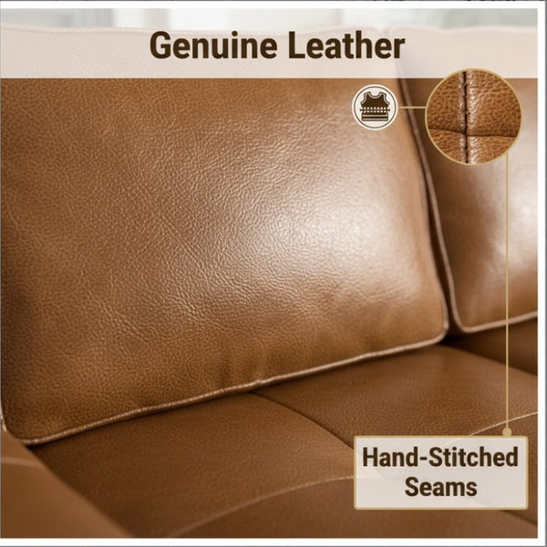 English Elm Boneless Faux Leather Modular Sectional Deep Seat L Shaped Cloud Sofa for Living Room W3955S00020