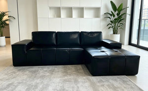 English Elm Boneless Cloud Sectional Faux Leather Suede Modular Sofa Deep Seat Living Room Right W3955S00021