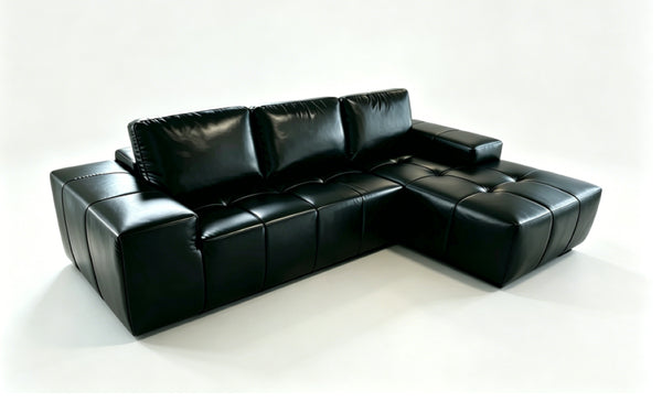 English Elm Boneless Cloud Sectional Faux Leather Suede Modular Sofa Deep Seat Living Room Right W3955S00021