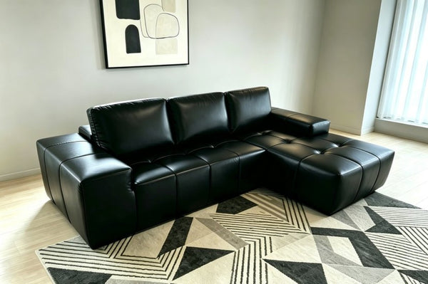 English Elm Boneless Cloud Sectional Faux Leather Suede Modular Sofa Deep Seat Living Room Right W3955S00021