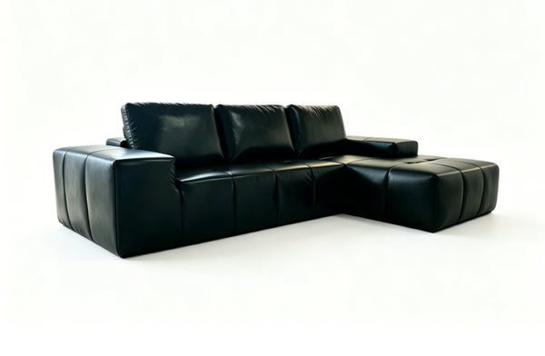 English Elm Boneless Cloud Sectional Faux Leather Suede Modular Sofa Deep Seat Living Room Right W3955S00021