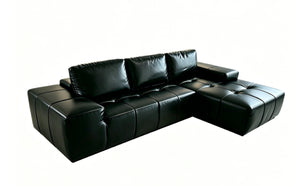 English Elm Boneless Cloud Sectional Faux Leather Suede Modular Sofa Deep Seat Living Room Right W3955S00021