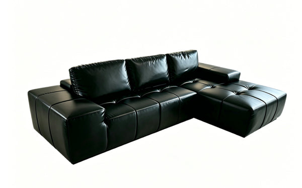 English Elm Boneless Cloud Sectional Faux Leather Suede Modular Sofa Deep Seat Living Room Right W3955S00021