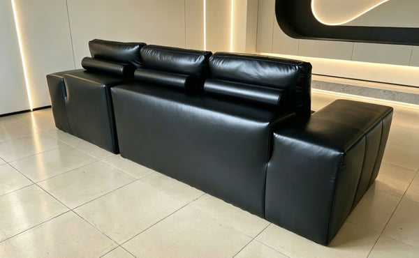 English Elm Boneless Cloud Sectional Faux Leather Suede Modular Sofa Deep Seat Living Room Left W3955S00022