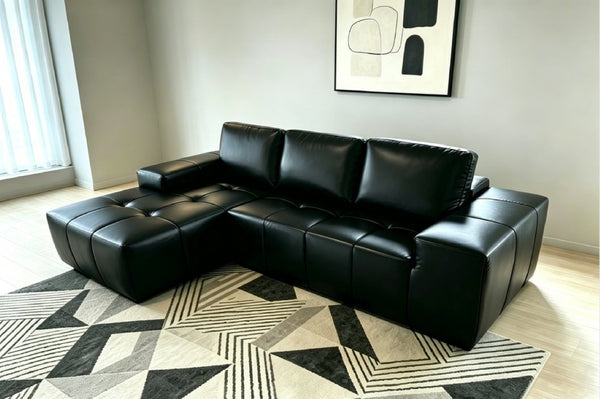 English Elm Boneless Cloud Sectional Faux Leather Suede Modular Sofa Deep Seat Living Room Left W3955S00022