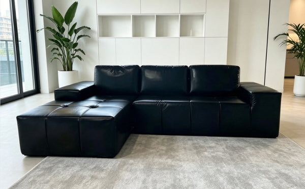 English Elm Boneless Cloud Sectional Faux Leather Suede Modular Sofa Deep Seat Living Room Left W3955S00022