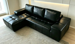 English Elm Boneless Cloud Sectional Faux Leather Suede Modular Sofa Deep Seat Living Room Left W3955S00022