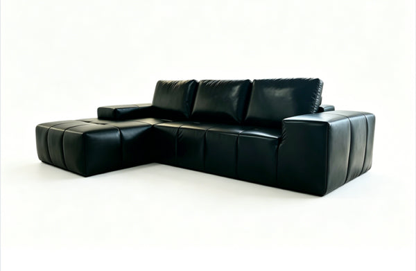 English Elm Boneless Cloud Sectional Faux Leather Suede Modular Sofa Deep Seat Living Room Left W3955S00022