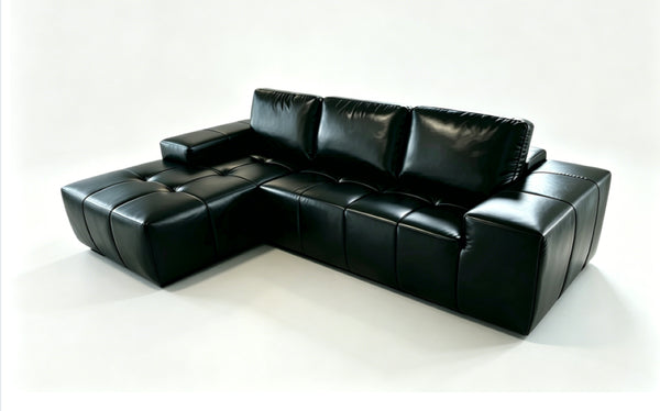 English Elm Boneless Cloud Sectional Faux Leather Suede Modular Sofa Deep Seat Living Room Left W3955S00022