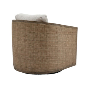 English Elm Swivel Barrel Chair Boucle Fabric Rattan Accent Round Seat for Living Room Nursery W395P508668