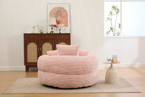 English Elm Single Corduroy Bean Bag Chair with Memory Foam Fill Armrests and Three Accent Pillows Pink W395P545820