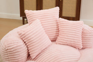 English Elm Single Corduroy Bean Bag Chair with Memory Foam Fill Armrests and Three Accent Pillows Pink W395P545820