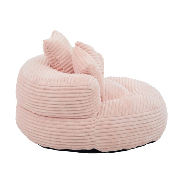 English Elm Single Corduroy Bean Bag Chair with Memory Foam Fill Armrests and Three Accent Pillows Pink W395P545820