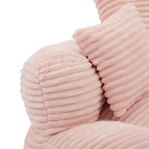 English Elm Single Corduroy Bean Bag Chair with Memory Foam Fill Armrests and Three Accent Pillows Pink W395P545820