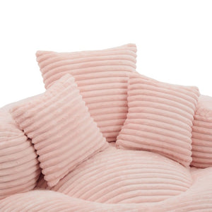 English Elm Single Corduroy Bean Bag Chair with Memory Foam Fill Armrests and Three Accent Pillows Pink W395P545820