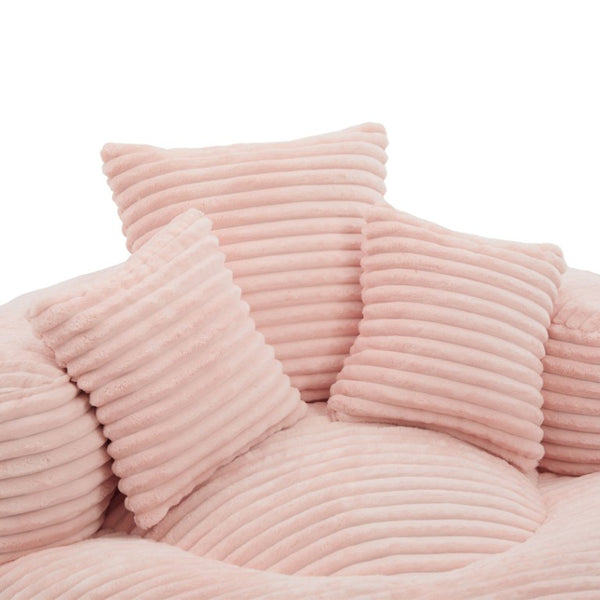 English Elm Single Corduroy Bean Bag Chair with Memory Foam Fill Armrests and Three Accent Pillows Pink W395P545820