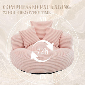 English Elm Single Corduroy Bean Bag Chair with Memory Foam Fill Armrests and Three Accent Pillows Pink W395P545820