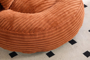 English Elm Single Corduroy Bean Bag Chair with Memory Foam Fill Armrests and Three Accent Pillows Orange W395P545841