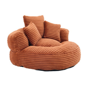 English Elm Single Corduroy Bean Bag Chair with Memory Foam Fill Armrests and Three Accent Pillows Orange W395P545841