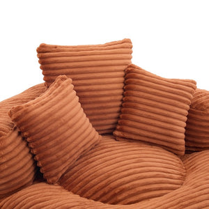English Elm Single Corduroy Bean Bag Chair with Memory Foam Fill Armrests and Three Accent Pillows Orange W395P545841