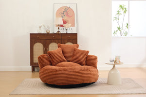 English Elm Single Corduroy Bean Bag Chair with Memory Foam Fill Armrests and Three Accent Pillows Orange W395P545841