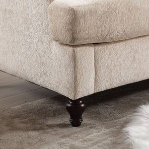 English Elm Mid Century Modern Chenille Loveseat with Rubberwood Legs Curved Sofa for Living Room Beige W395S00123