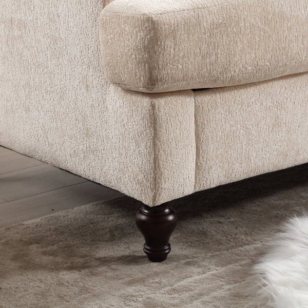 English Elm Mid Century Modern Chenille Loveseat with Rubberwood Legs Curved Sofa for Living Room Beige W395S00123
