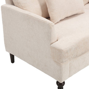 English Elm Mid Century Modern Chenille Loveseat with Rubberwood Legs Curved Sofa for Living Room Beige W395S00123