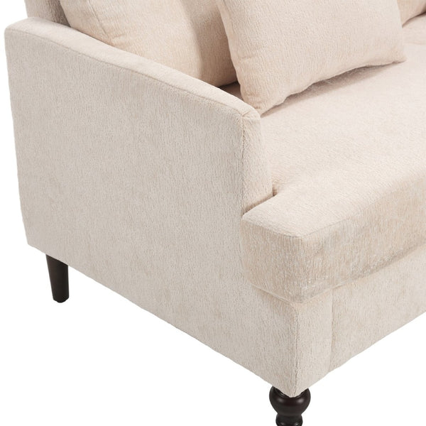 English Elm Mid Century Modern Chenille Loveseat with Rubberwood Legs Curved Sofa for Living Room Beige W395S00123