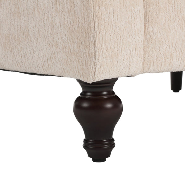 English Elm Mid Century Modern Chenille Loveseat with Rubberwood Legs Curved Sofa for Living Room Beige W395S00123