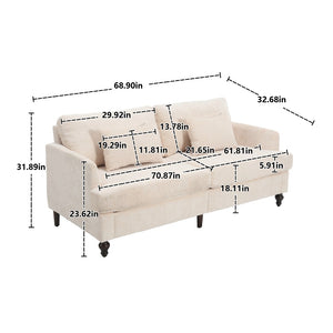 English Elm Mid Century Modern Chenille Loveseat with Rubberwood Legs Curved Sofa for Living Room Beige W395S00123
