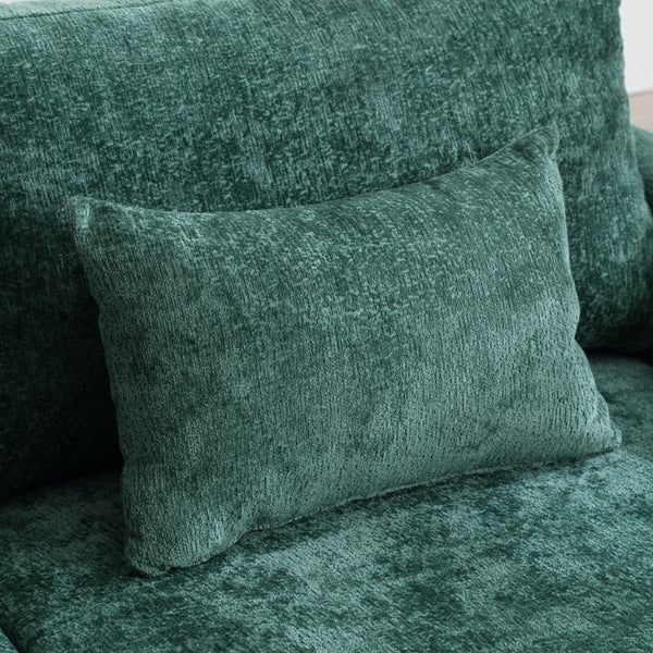 English Elm Mid Century Modern Chenille Loveseat with Rubberwood Legs Curved Sofa for Living Room Emerald W395S00124