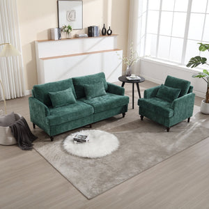English Elm Mid Century Modern Chenille Loveseat with Rubberwood Legs Curved Sofa for Living Room Emerald W395S00124