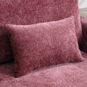 English Elm Mid Century Modern Chenille Loveseat with Rubberwood Legs Curved Sofa for Living Room Wine Red W395S00125
