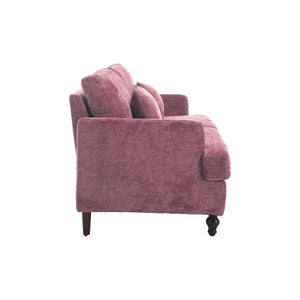 English Elm Mid Century Modern Chenille Loveseat with Rubberwood Legs Curved Sofa for Living Room Wine Red W395S00125