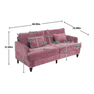 English Elm Mid Century Modern Chenille Loveseat with Rubberwood Legs Curved Sofa for Living Room Wine Red W395S00125