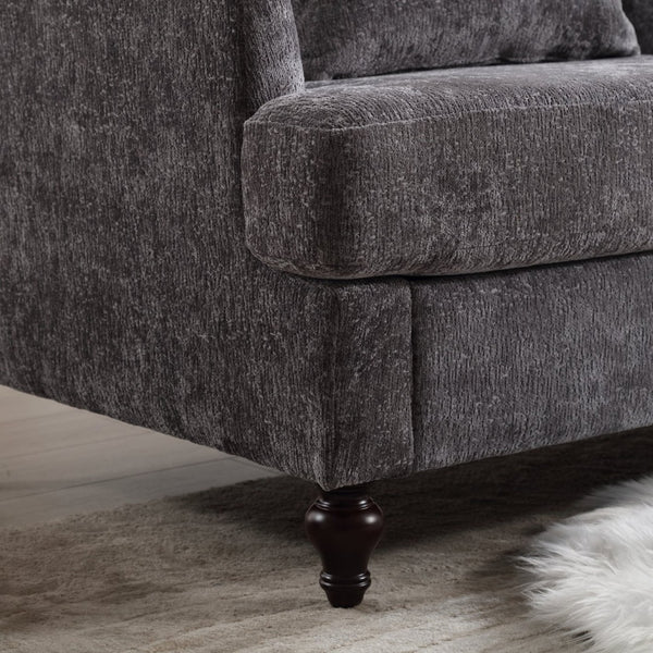 English Elm Mid Century Modern Chenille Loveseat with Rubberwood Legs Curved Sofa for Living Room Gray W395S00126