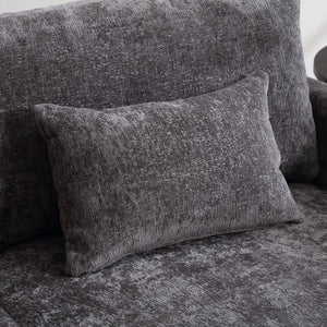 English Elm Mid Century Modern Chenille Loveseat with Rubberwood Legs Curved Sofa for Living Room Gray W395S00126