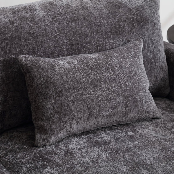 English Elm Mid Century Modern Chenille Loveseat with Rubberwood Legs Curved Sofa for Living Room Gray W395S00126
