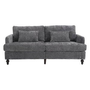 English Elm Mid Century Modern Chenille Loveseat with Rubberwood Legs Curved Sofa for Living Room Gray W395S00126