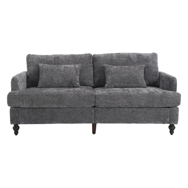 English Elm Mid Century Modern Chenille Loveseat with Rubberwood Legs Curved Sofa for Living Room Gray W395S00126