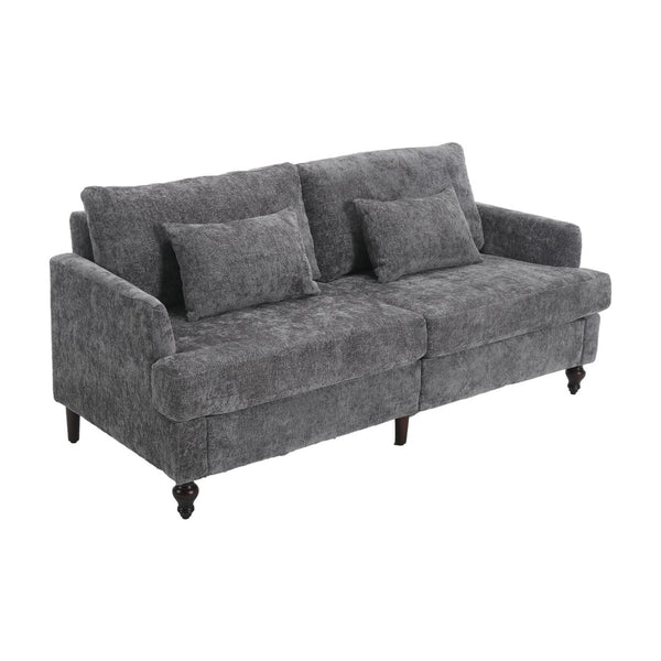 English Elm Mid Century Modern Chenille Loveseat with Rubberwood Legs Curved Sofa for Living Room Gray W395S00126