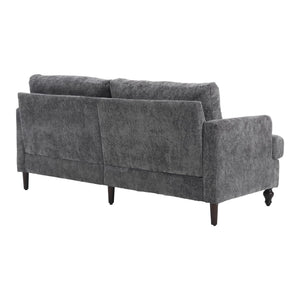 English Elm Mid Century Modern Chenille Loveseat with Rubberwood Legs Curved Sofa for Living Room Gray W395S00126