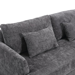 English Elm Mid Century Modern Chenille Loveseat with Rubberwood Legs Curved Sofa for Living Room Gray W395S00126